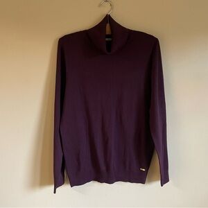 Calvin Klein Turtleneck Sweater Knit Purple Plum Burgundy Size Large